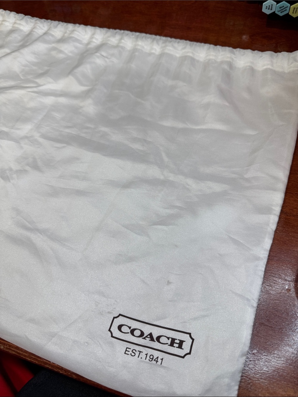 COACH White Drawstring Dust Bag - Logo Print
